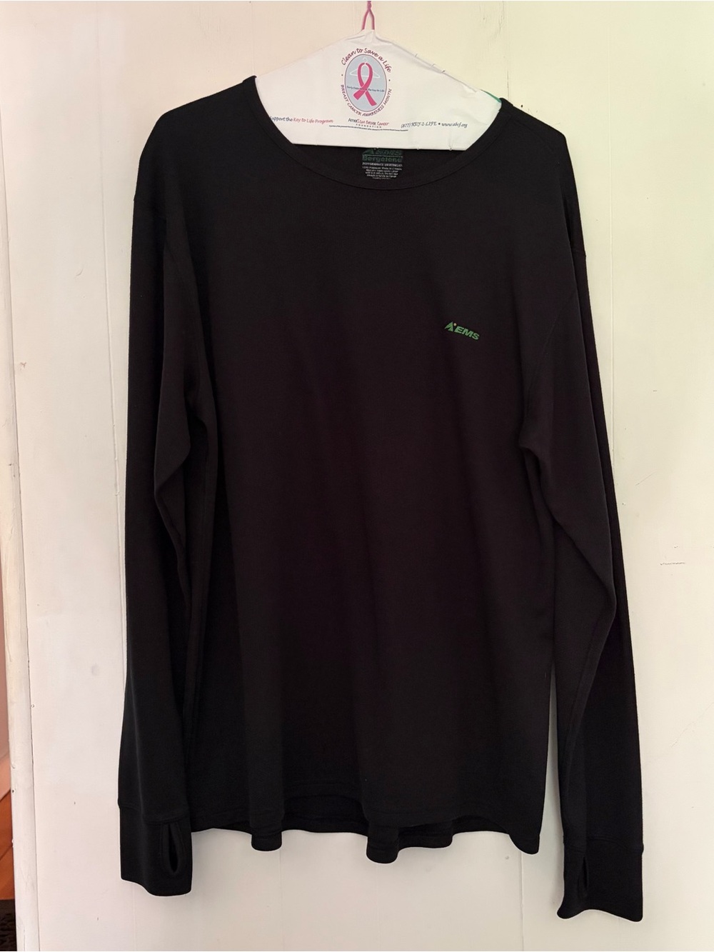 EMS brand black poly knit long underwear shirt/base layer men's shirt XL
